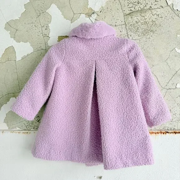 Teddy Coat Purple Boucle Winter Jacket‎ Faux Fur Collar Princess Girls 6 Mayoral